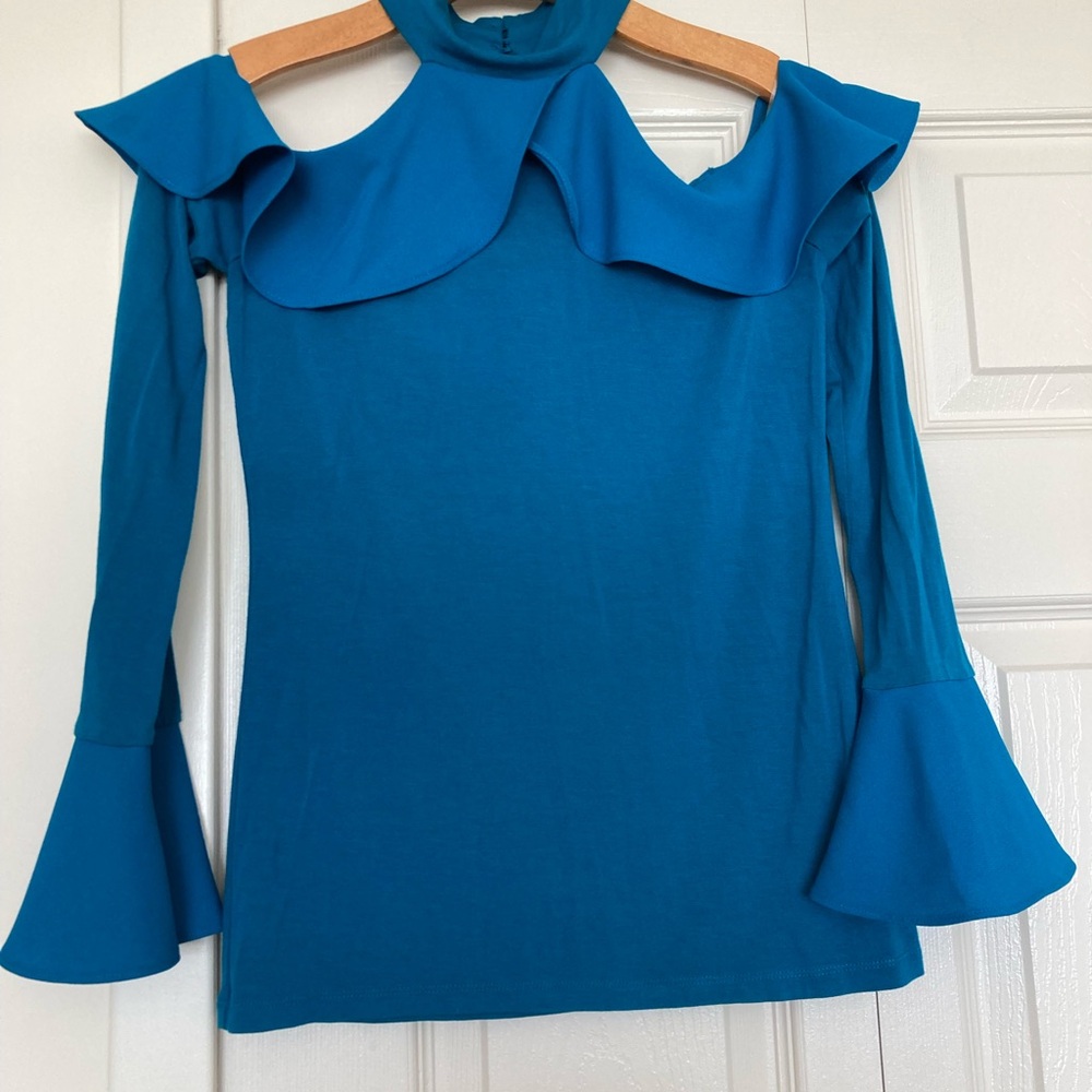 Blue Ruffled Women's Top